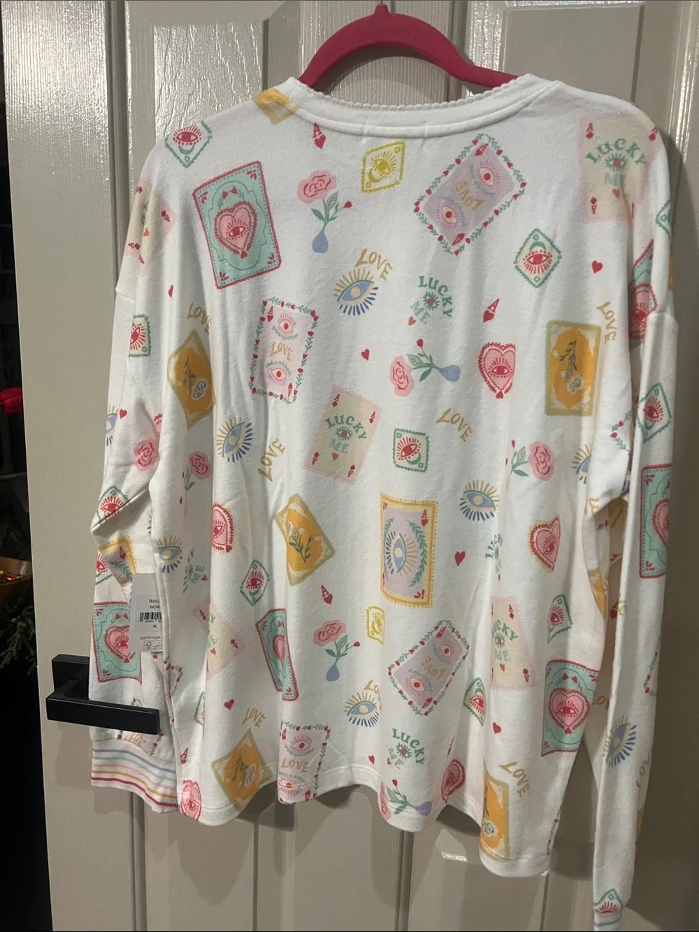 PJ Salvage White Pajama Set with Pink, Yellow & Mint Tarot Prints - Picture 6 of 10